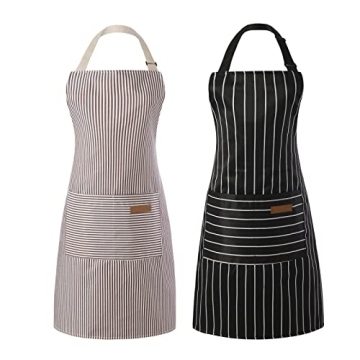 Tosewever 2 Pieces Kitchen Cooking Aprons - Adjustable, Stylish & Durable