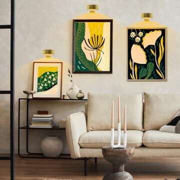 Arixinks Battery Picture Light 3Pack Gold,Wireless Painting Light with Remote,3 Lighting&Dimmable,Wall Art Light for Painting Accent Light &Timer for Pictures Frames Gallery Potrait Magnetic