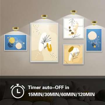 Arixinks Battery Picture Light 3Pack Gold,Wireless Painting Light with Remote,3 Lighting&Dimmable,Wall Art Light for Painting Accent Light &Timer for Pictures Frames Gallery Potrait Magnetic
