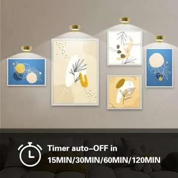 Arixinks Battery Picture Light 3Pack Gold,Wireless Painting Light with Remote,3 Lighting&Dimmable,Wall Art Light for Painting Accent Light &Timer for Pictures Frames Gallery Potrait Magnetic