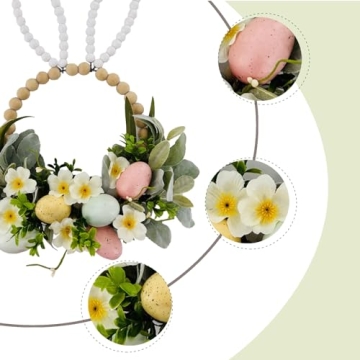 TEMPUS Easter Wooden Bead Wreath for Holiday Decor