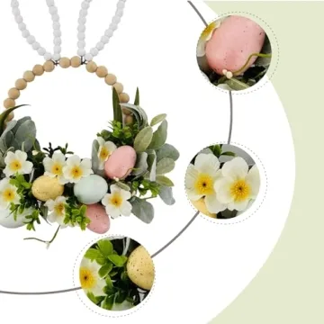 TEMPUS Easter Wooden Bead Wreath for Holiday Decor