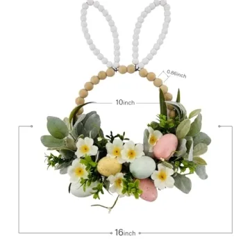 TEMPUS Easter Wooden Bead Wreath for Holiday Decor