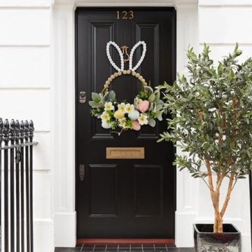 TEMPUS Easter Wooden Bead Wreath for Holiday Decor