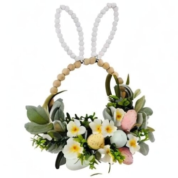 TEMPUS Easter Wooden Bead Wreath for Holiday Decor