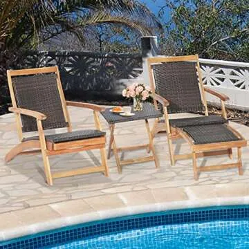 Stylish Tangkula Patio Lounge Chair with Retractable Ottoman