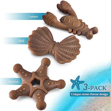 Durable Ocean-Themed Dog Chew Toys for Aggressive Chewers - 3 Pack