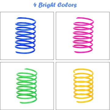 ISMARTEN Cat Spring Toys 60 Pack, Colorful Springs Cat Toys Interactive Cat Toy Plastic Coil Spiral ...
