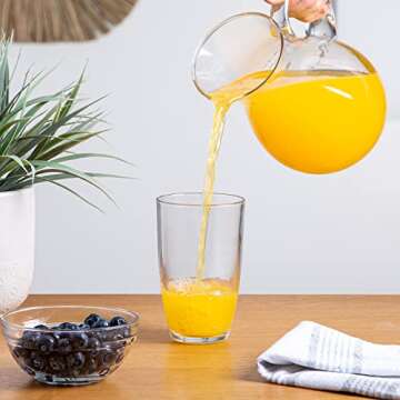 Glass Water Pitcher with Spout – Elegant Serving Carafe for Water, Juice, Sangria, Lemonade, and Cocktails – Crystal-Clear Glass Beverage Pitcher.