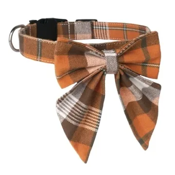 Stylish ADOGGYGO Fall Dog Collar with Bow for Dogs