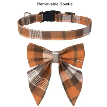 Stylish ADOGGYGO Fall Dog Collar with Bow for Dogs