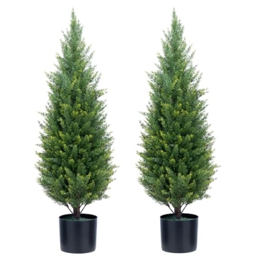 3 Foot Artificial Cedar Topiary Trees for Indoor Outdoor Use
