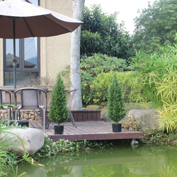 3 Foot Artificial Cedar Topiary Trees for Indoor Outdoor Use