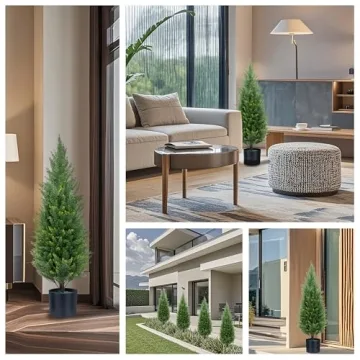 3 Foot Artificial Cedar Topiary Trees for Indoor Outdoor Use