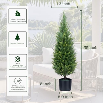 3 Foot Artificial Cedar Topiary Trees for Indoor Outdoor Use