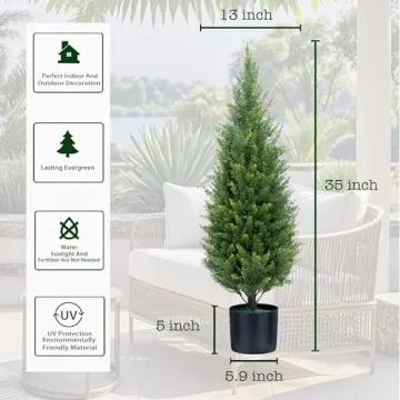 3 Foot Artificial Cedar Topiary Trees for Indoor Outdoor Use