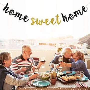 Black Glitter Home Sweet Home Banner for Celebrations