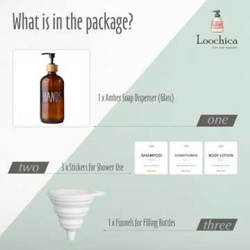 LOOCHICA Hand Amber Glass Soap Dispenser with Pump