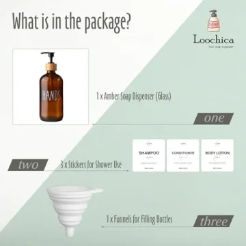 LOOCHICA Hand Amber Glass Soap Dispenser with Pump