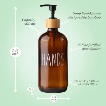 LOOCHICA Hand Amber Glass Soap Dispenser with Pump