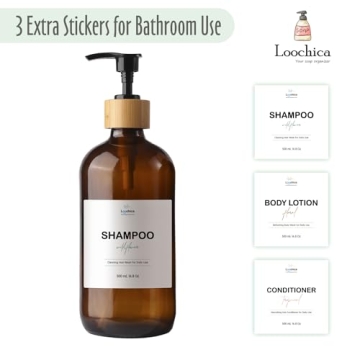 LOOCHICA Hand Amber Glass Soap Dispenser with Pump