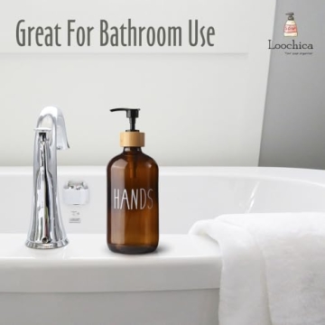 LOOCHICA Hand Amber Glass Soap Dispenser with Pump
