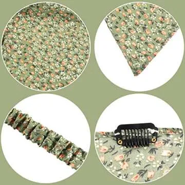 Syhood 6 Pcs Floral Elastic Hair Bandanas Boho Scarf Headband Chiffon Head Kerchief Turban with Hair Clips for Women(Bright Floral Patterns)