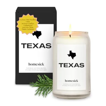 Homesick Scented Candles for Home (Texas) - 13.75 oz Long-Lasting Soy Wax Jar Candle for Women & Men...