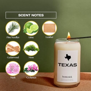 Homesick Texas Candle - Long-Lasting 13.75 oz Scented Jar