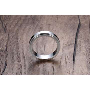 HIJONES Women's Silver Spinner Band Ring for Stress Relief