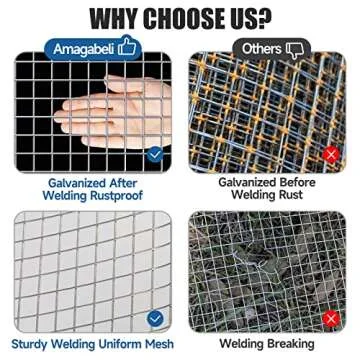 AMAGABELI GARDEN & HOME Hardware Cloth 1/4 Inch 48in x 100ft 23gauge Galvanized After Welding Fence Mesh Roll Plant Supports Poultry Netting Chicken Wire Snake Fence Gopher Racoons Gutter Guard JW004
