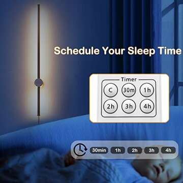 Ditoon RC Dimmable Modern Plug in Wall Sconce Set of Two LED Black Wall Lights with Dimmer 39.4 inches Wall Lamp with Memory Function Original Brand Lighting