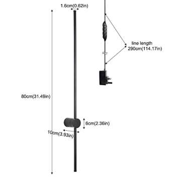 Ditoon RC Dimmable Modern Plug in Wall Sconce Set of Two LED Black Wall Lights with Dimmer 39.4 inches Wall Lamp with Memory Function Original Brand Lighting