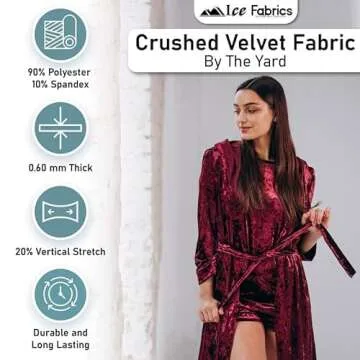 Luxury Stretch Crushed Velvet Fabric - 60/62" Wide Red
