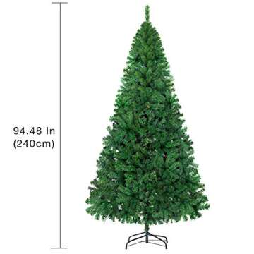 LUTER 7.5 Ft Artificial Christmas Tree Spruce Hinged Xmas Tree Christmas Decorations for Indoor Easy Assembly 1450 Branch Tips with Metal Stand(Green)