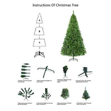 LUTER 7.5 Ft Artificial Christmas Tree Spruce Hinged Xmas Tree Christmas Decorations for Indoor Easy Assembly 1450 Branch Tips with Metal Stand(Green)