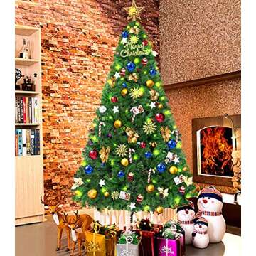 LUTER 7.5 Ft Artificial Christmas Tree Spruce Hinged Xmas Tree Christmas Decorations for Indoor Easy Assembly 1450 Branch Tips with Metal Stand(Green)