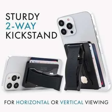 LOVEHANDLE Phone Wallet with Kickstand and Adapter Ring for MagSafe, Phone Card Holder, Wireless Charging Compatible, Wallet Compatible with MagSafe - Gold Onyx