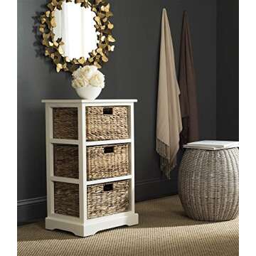 SAFAVIEH Halle Distressed Black Wicker Storage Side Table