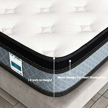 Crystli Queen Mattress, 10 Inch Memory Foam Mattress with Innerspring Hybrid Mattress in a Box Press...