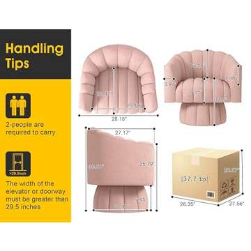 Dewhut Mid Century 360 Degree Swivel Cuddle Barrel Accent Sofa Chairs, Round Armchairs with Wide Uph...