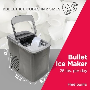 Frigidaire Stainless Steel Ice Maker 26 lbs Daily Efficiency