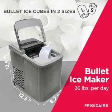 Frigidaire Stainless Steel Ice Maker 26 lbs Daily Efficiency