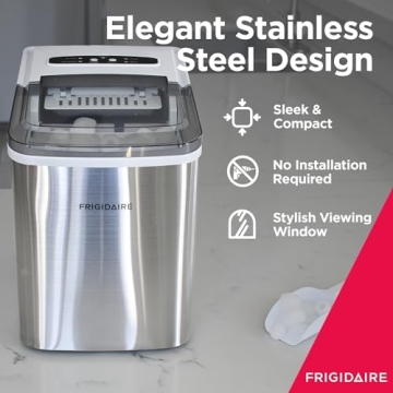 Frigidaire Stainless Steel Ice Maker 26 lbs Daily Efficiency