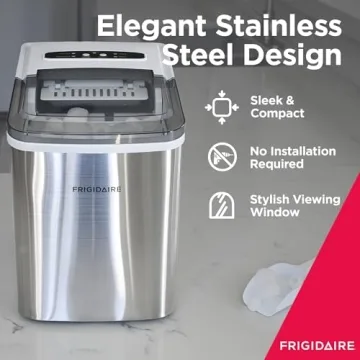 Frigidaire Stainless Steel Ice Maker 26 lbs Daily Efficiency