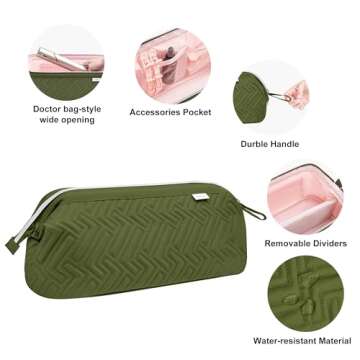 Leudes Hair Tools Travel Bag for Shark Flexstyle Carrying Case Portable Shark Hair Air Wrap Dryer Case Waterproof Dustproof Flat Curling Iron Travel Organizer (Army Green)