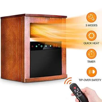 TRUSTECH 1500W Infrared Heater, Electric Space Heater with 3 Heat Modes, Remote Control & Timer, Roo...