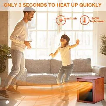TRUSTECH 1500W Infrared Heater, Electric Space Heater with 3 Heat Modes, Remote Control & Timer, Room Heater with Overheat & Tip-Over Shut Off Protection, Wood Cabinet Heater for Large Room, Low Noise
