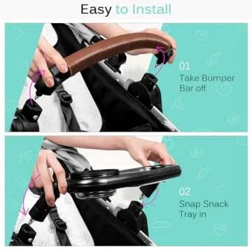 Snack Tray Fits for UPPAbaby Vista/Vista V2/Vista V3/Cruz/Cruz V2/ RumbleSeat/RumbleSeat V2, Stroller Tray with Cup Holder & Recessed Bowl, Dishwasher Safe, Quick Attachment, Folds with Stroller, Grey