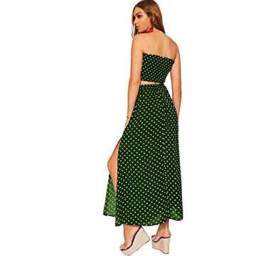 Floerns Summer 2 Piece Outfit Crop Top and Long Skirt Set